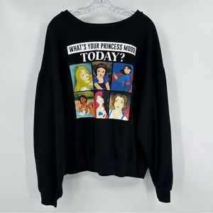 Disney Crewneck Sweatshirt What’s Your Princess Mood Today Black Size 21